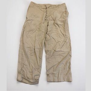 💜 Old Navy Tan Linen Blend Capris, Size 6